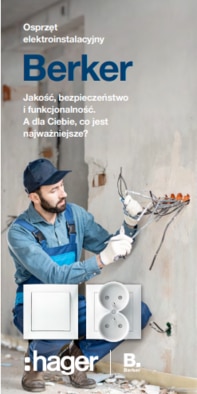 Elektryk instalujący gniazda ścienne z wykorzystaniem osprzętu elektrycznego Hager Berker