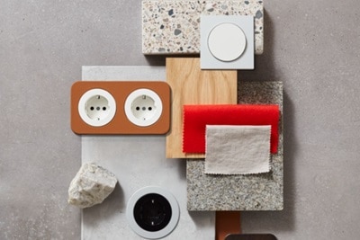 moodboard z osprzętem marki Berker