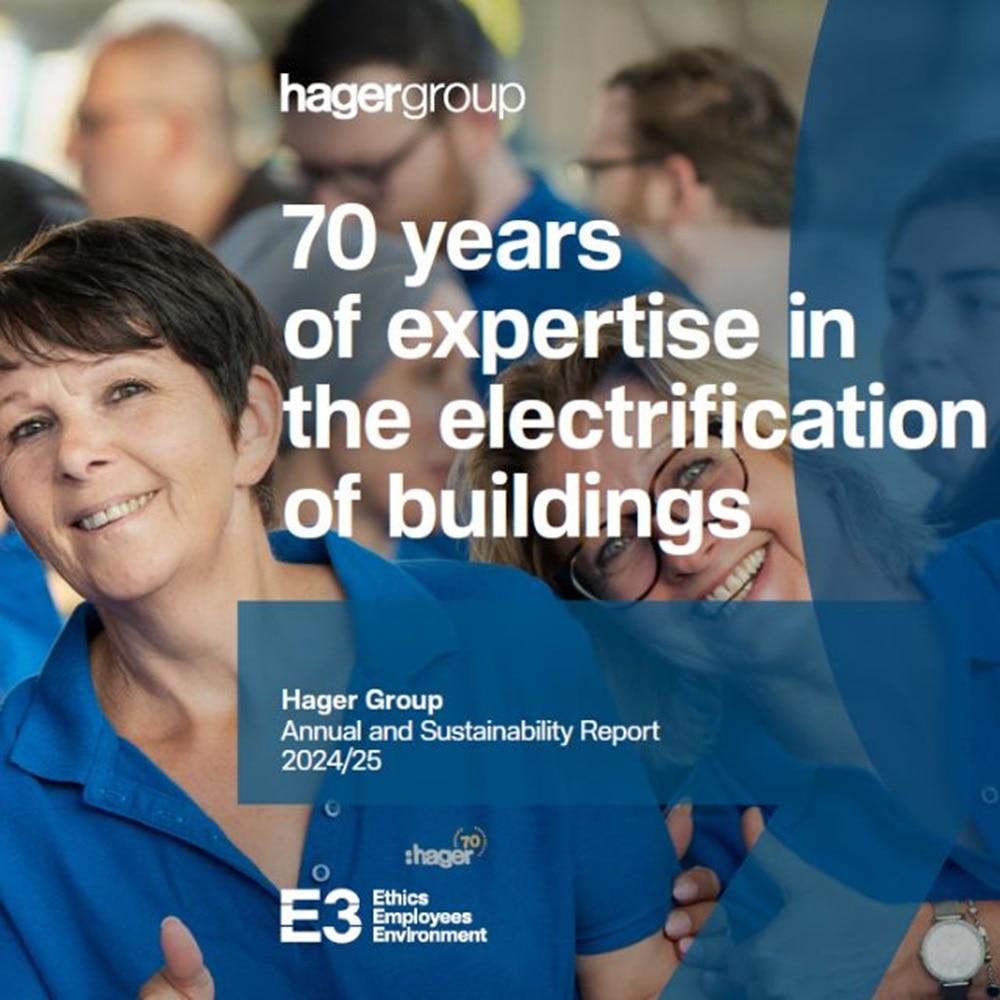 Okładka raportu zrównoważonego rozwoju firmy Hager rok 2024 i 2025