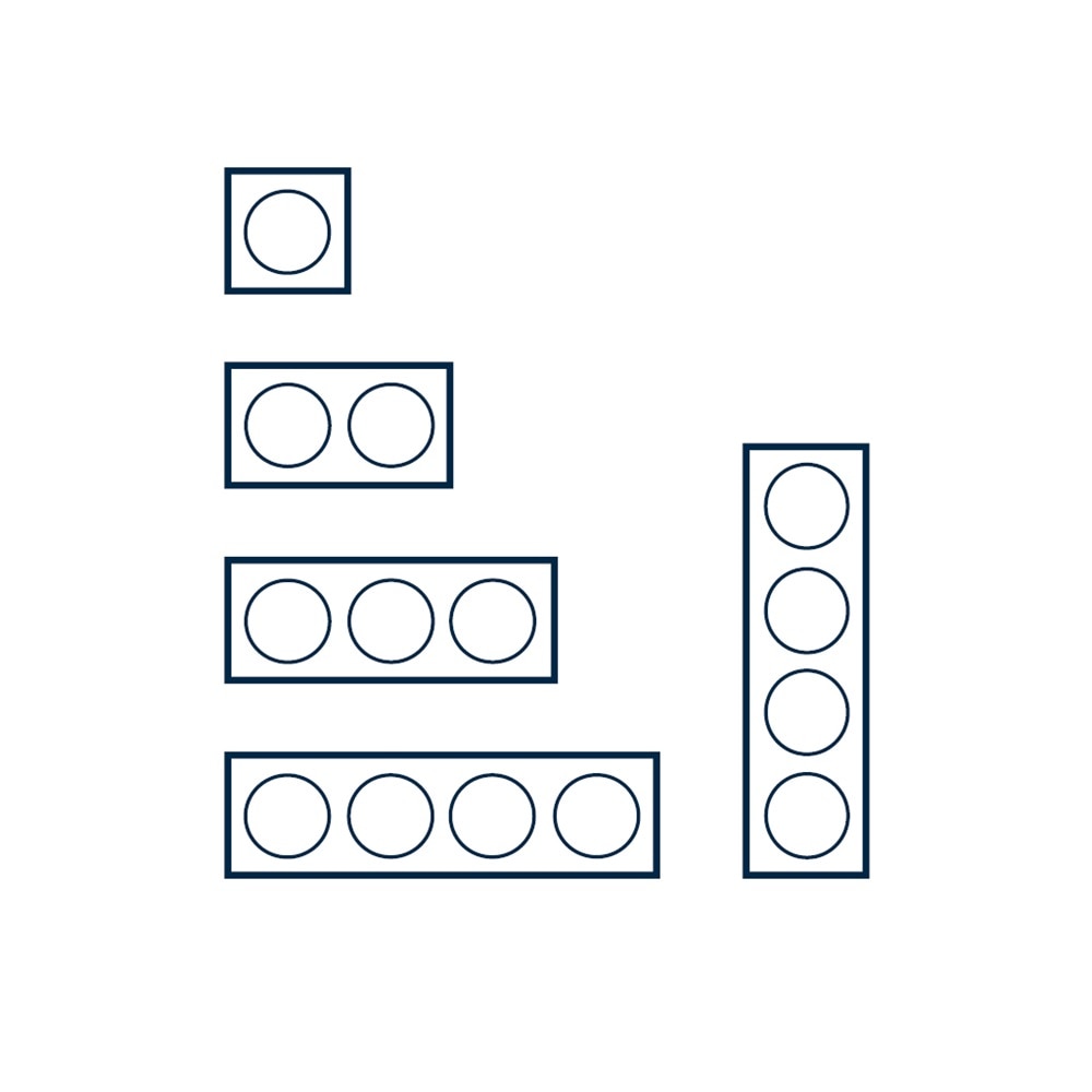 Rysunek techniczny - opcje krotności ramek Berker R.8