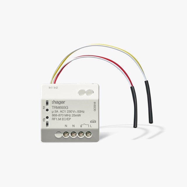 Vy framifrån trådlös KNX-aktor TRM693G