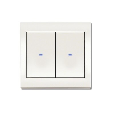 Vy framifrån av Berker BA dubbelknapp vit med LED-orienteringsljus