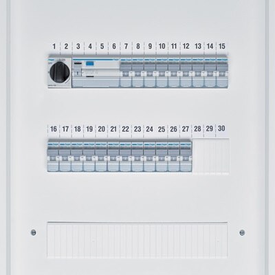 FFW kapsling från Hager med 2,3 eller 4 rader & upp till 15 moduler per rad.