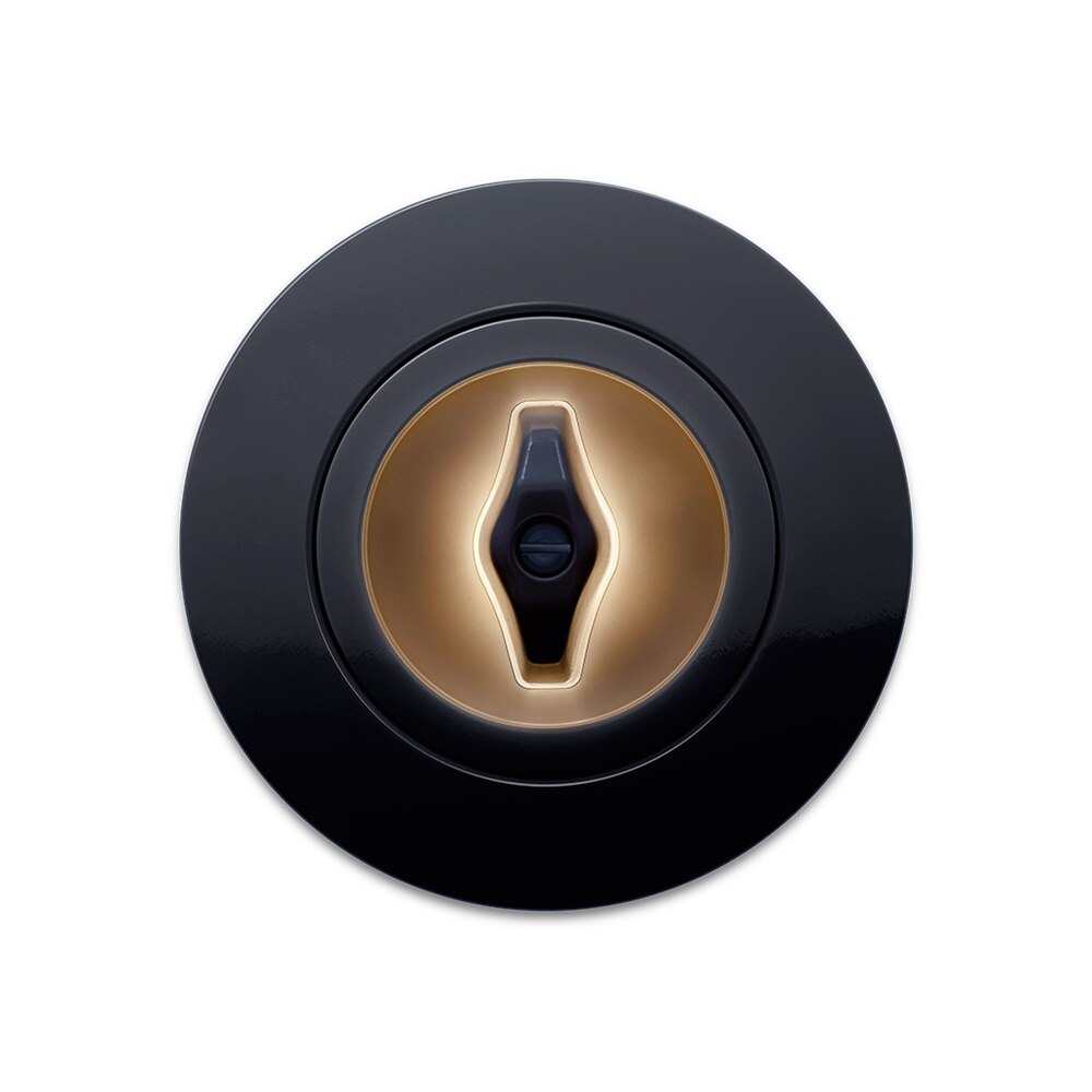 Frontansicht Berker Drehschalter mit Statuslicht warmweiß, Designlinie Berker Serie 1930.