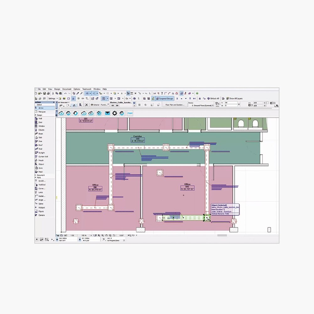 BIM screen golvkanal ritning
