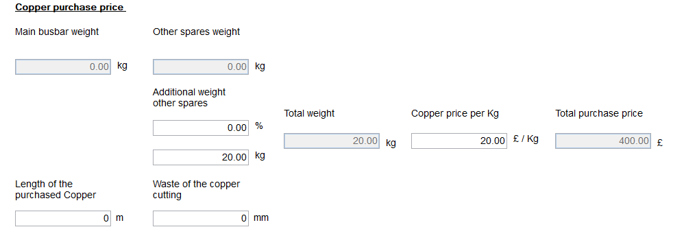 hagercad additional equipment costs for copper