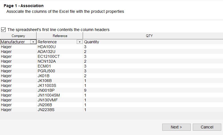 hagercad materials import assistant page 1
