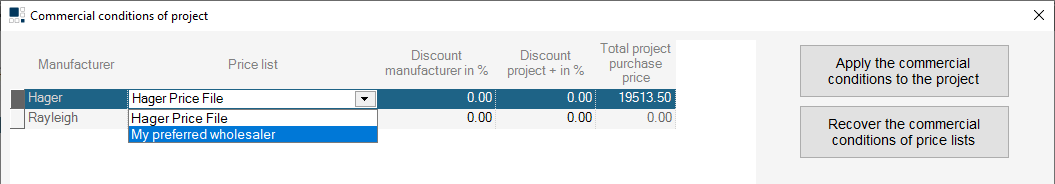 hagercad switching quote price lists
