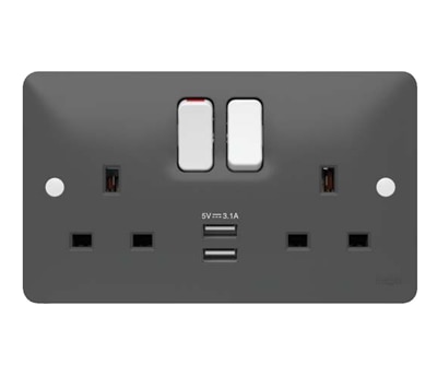 Grey USB double socket