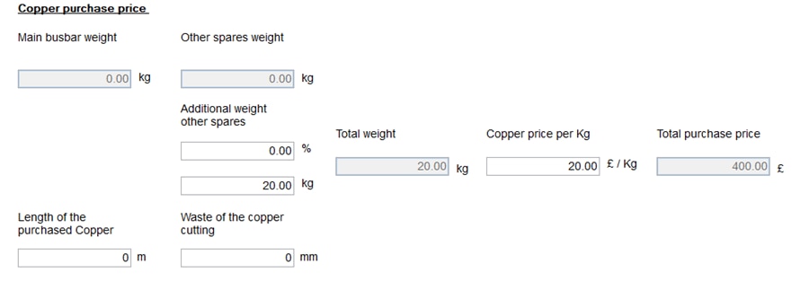 hagercad additional equipment costs for copper