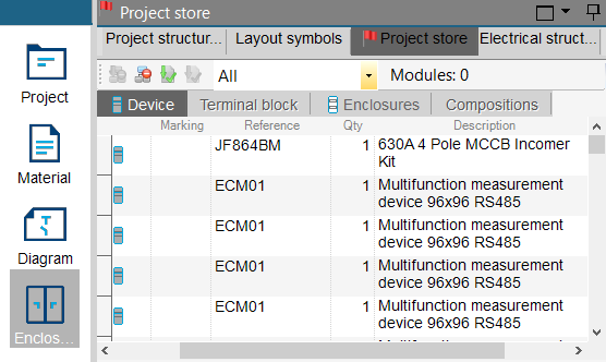 hagercad project store tab
