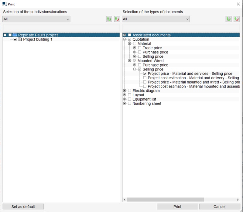 hagercad print option for project selling price