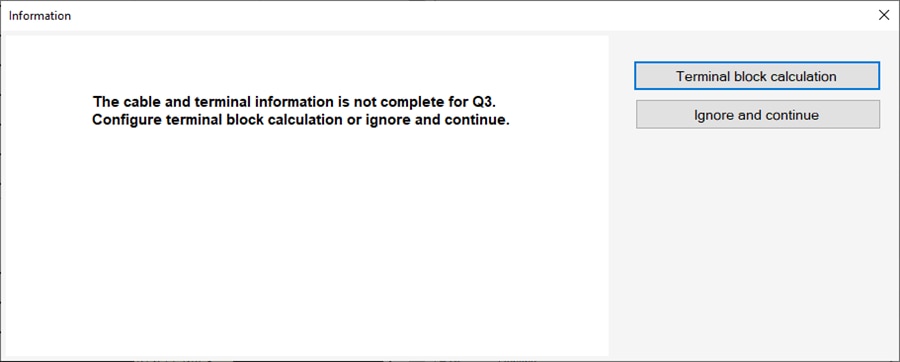 hagercad terminal block calculation message