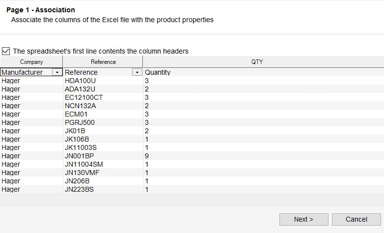 hagercad materials import assistant page 1