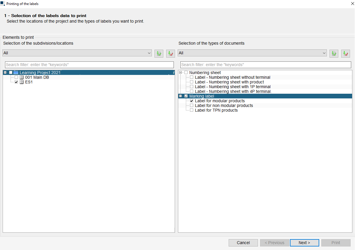 hagercad label print wizard page 1