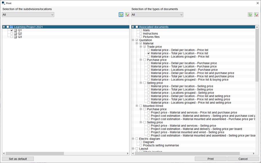 hagercad print screen options for quotes