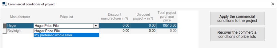 hagercad switching quote price lists